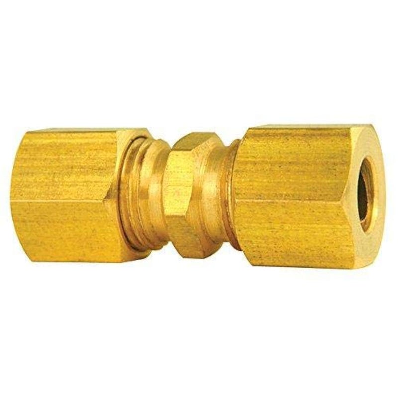 4LIFETIMELINES Brass Brake Line Compression Union Fittings - 1/4 Inch, Set of 10, Premium Quality Compression Fittings for Automotive - Dependable Brass Unions Ensure Leakproof Connection